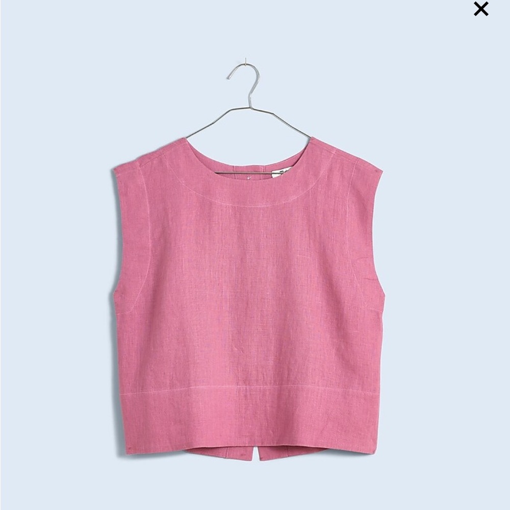 MADEWELL Bateau Neck Button Back Linen Tank